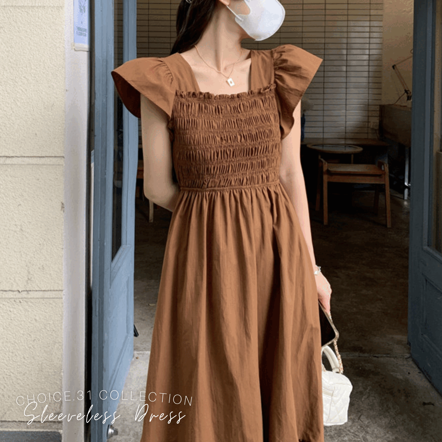 背中開き シャーリング ノースリーブ ワンピース 3色 レディースファッション Choice 31 レディースファッション通販