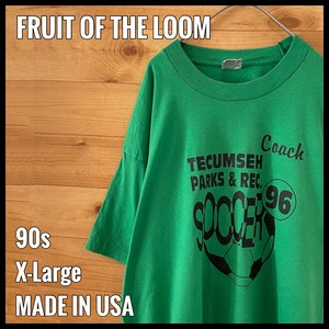 【FRUIT OF THE LOOM】 90s USA製 Tシャツ プリント グリーン XL  ビッグサイズ US古着