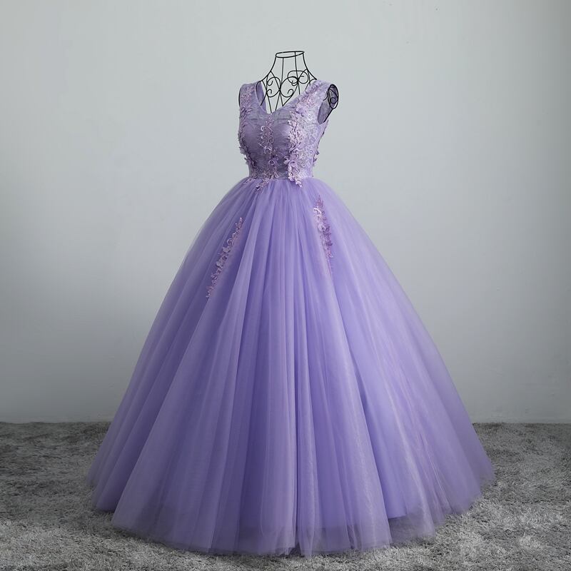 美品！ イブニングドレス パープル/紫 ソフトチュール ロング