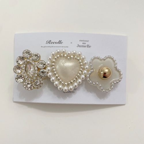 【Recolle × Jumelle】medium hair clip ＊ white