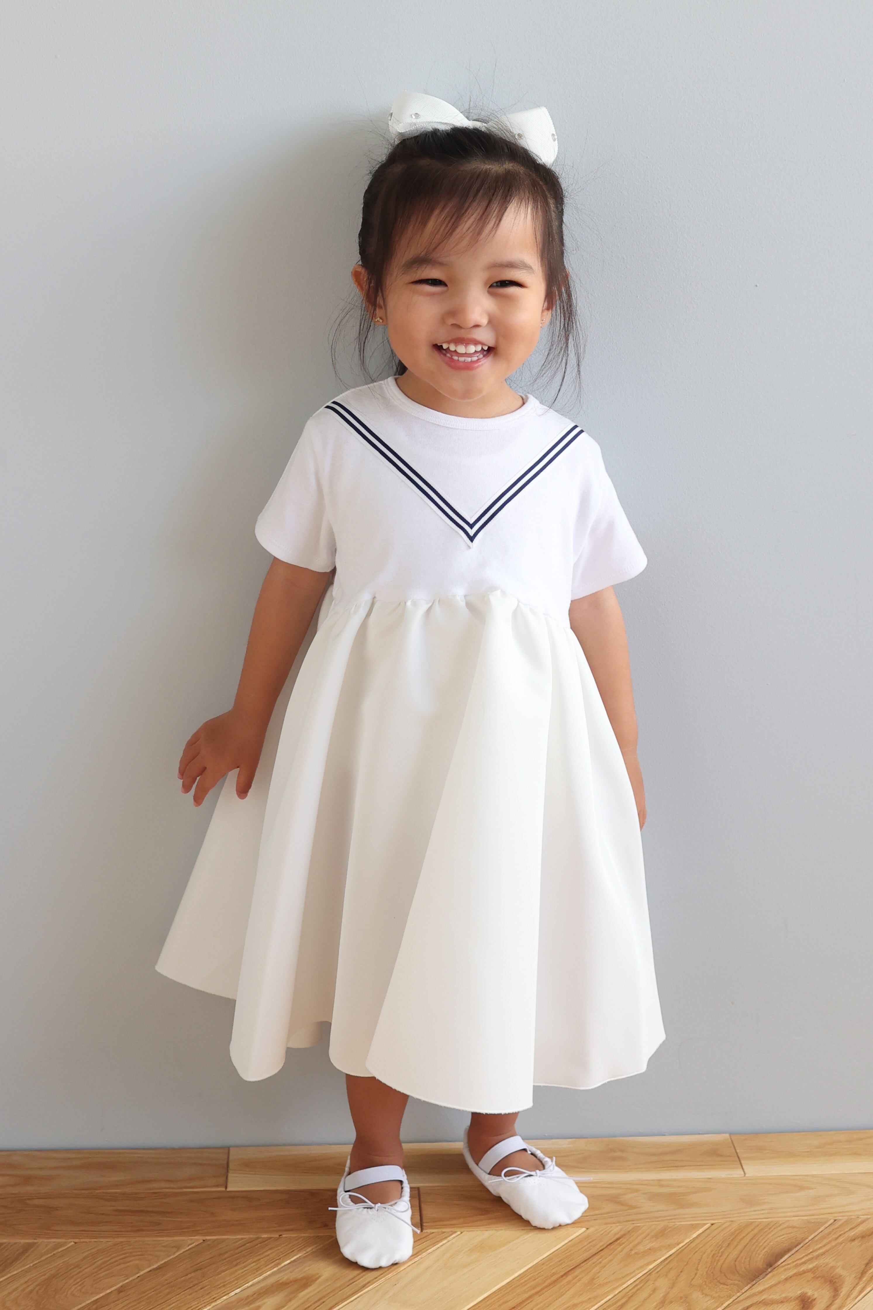 MARINE BALLERINA T-DRESS WHITE 7M-6Y | AMICA・kids