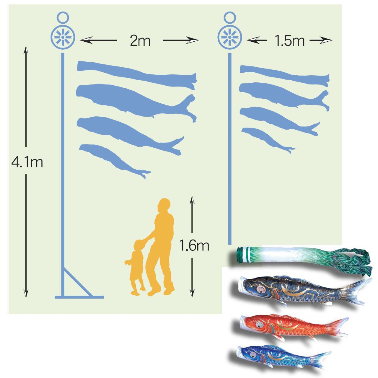 豪　庭園スタンドセット　２M６点セット（徳永鯉のぼり）