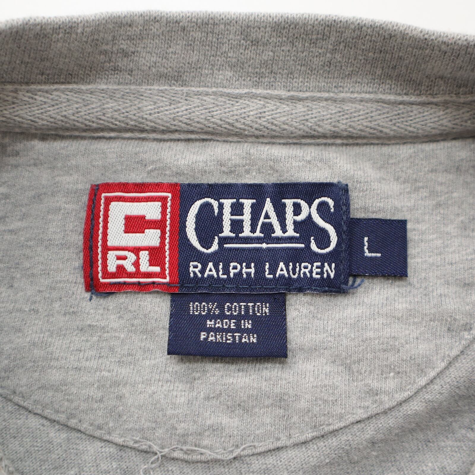 90s CHAPS Ralph Lauren ロゴ刺繍 ライン入り 長袖Tシャツ ロンT