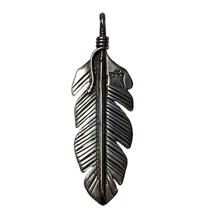 Anglo Buffalo ingot silver feather pendant