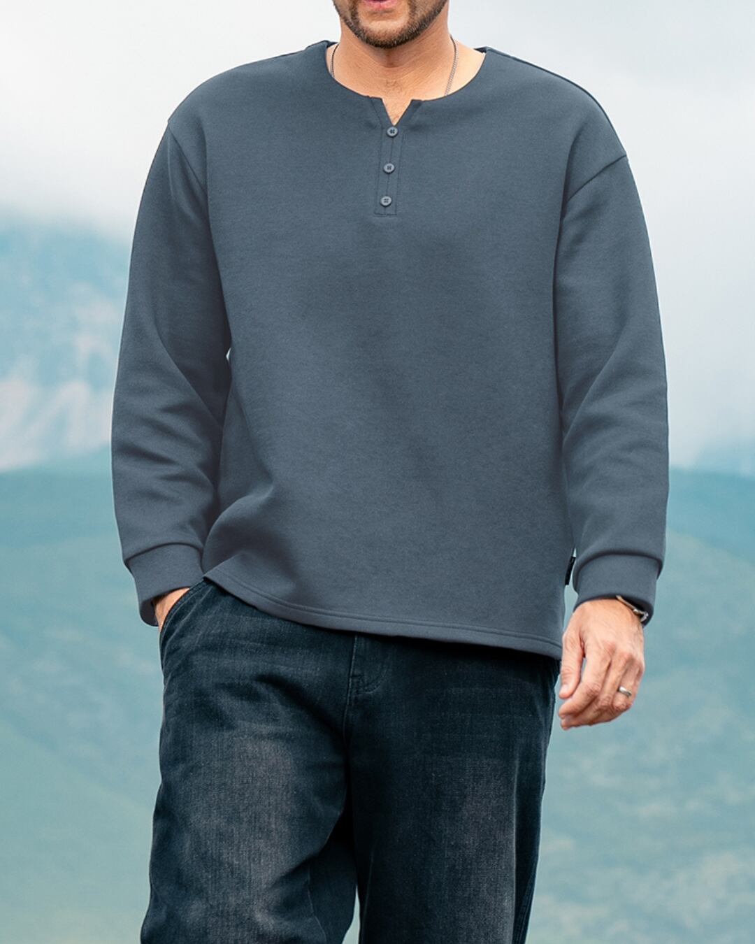 ボタンフロント プルオーバーカットソー 5色 E0222