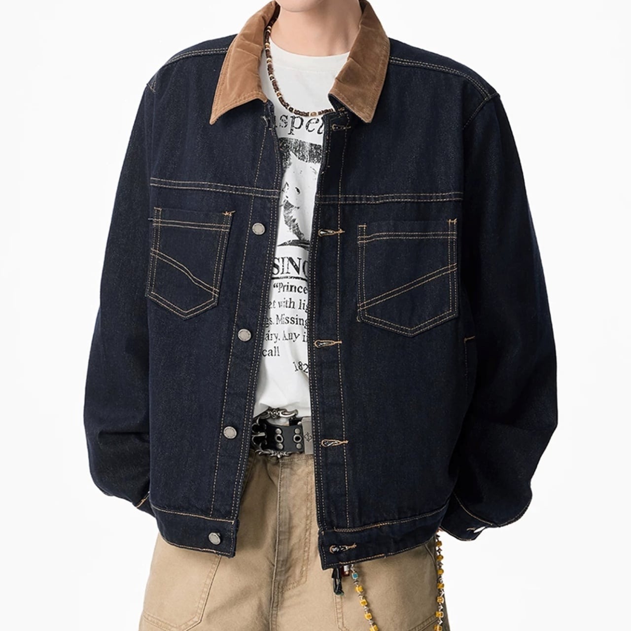 クラシックワークコントラストステッチデニムジャケット 1col A00447