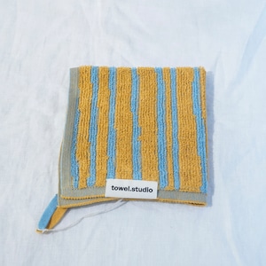 towel.studio / Stripe Wash Cloth -Caramel & Sky-