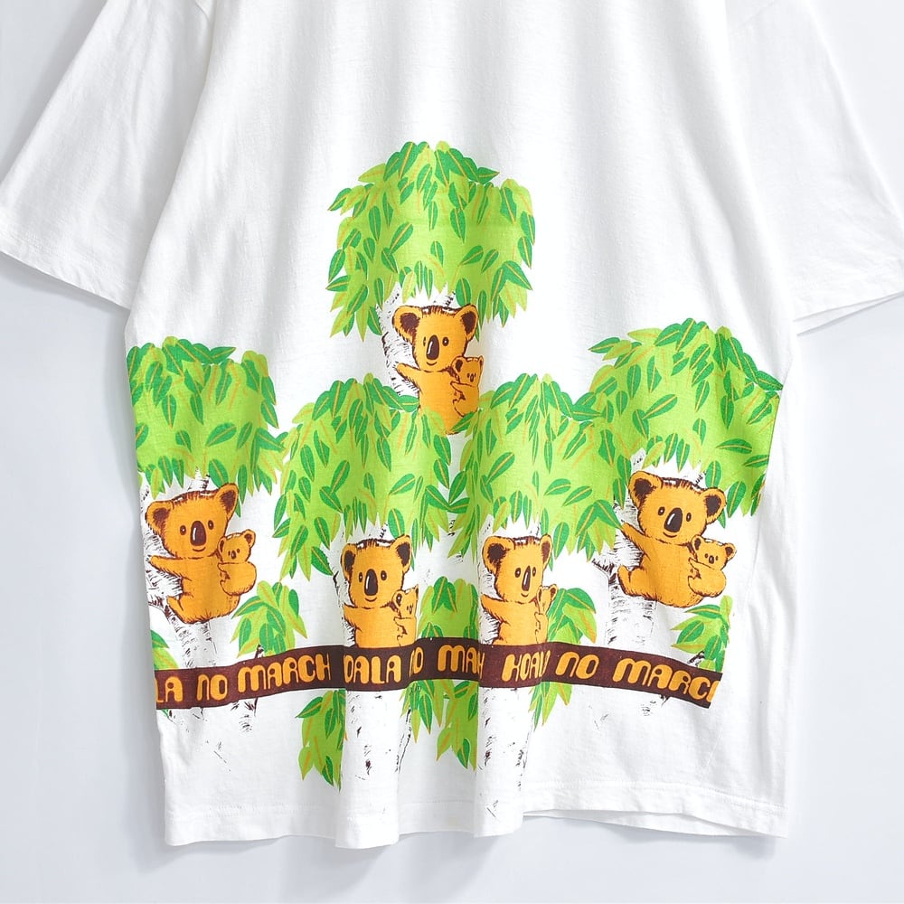 BANPRESTO コアラのマーチ 親子コアラ総柄プリントTシャツ ホワイト キャラクター USED ヴィンテージ ビンテージ 古着 メンズ Free メンズLサイズ相当