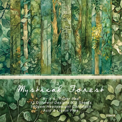 神秘の森のデザインペーパー　12種24枚入り　Mystical Forest　21047A[PC-35p]