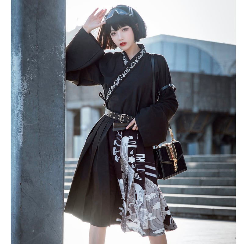 卿棠シリーズ チャイナ風シャツ 男女兼用 カップル服 メンズ チャイナ服 改良漢服 大きいサイズ ブラック 黒 Elegant