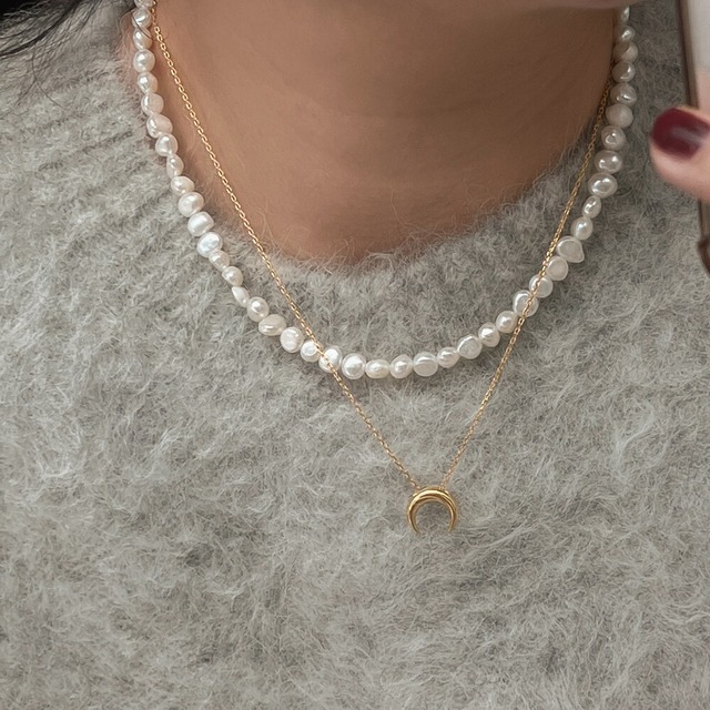 S925 Crescent moon necklace【silver/gold】(N197)