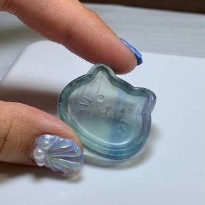 25.可愛い猫顔☆フローライト猫皿