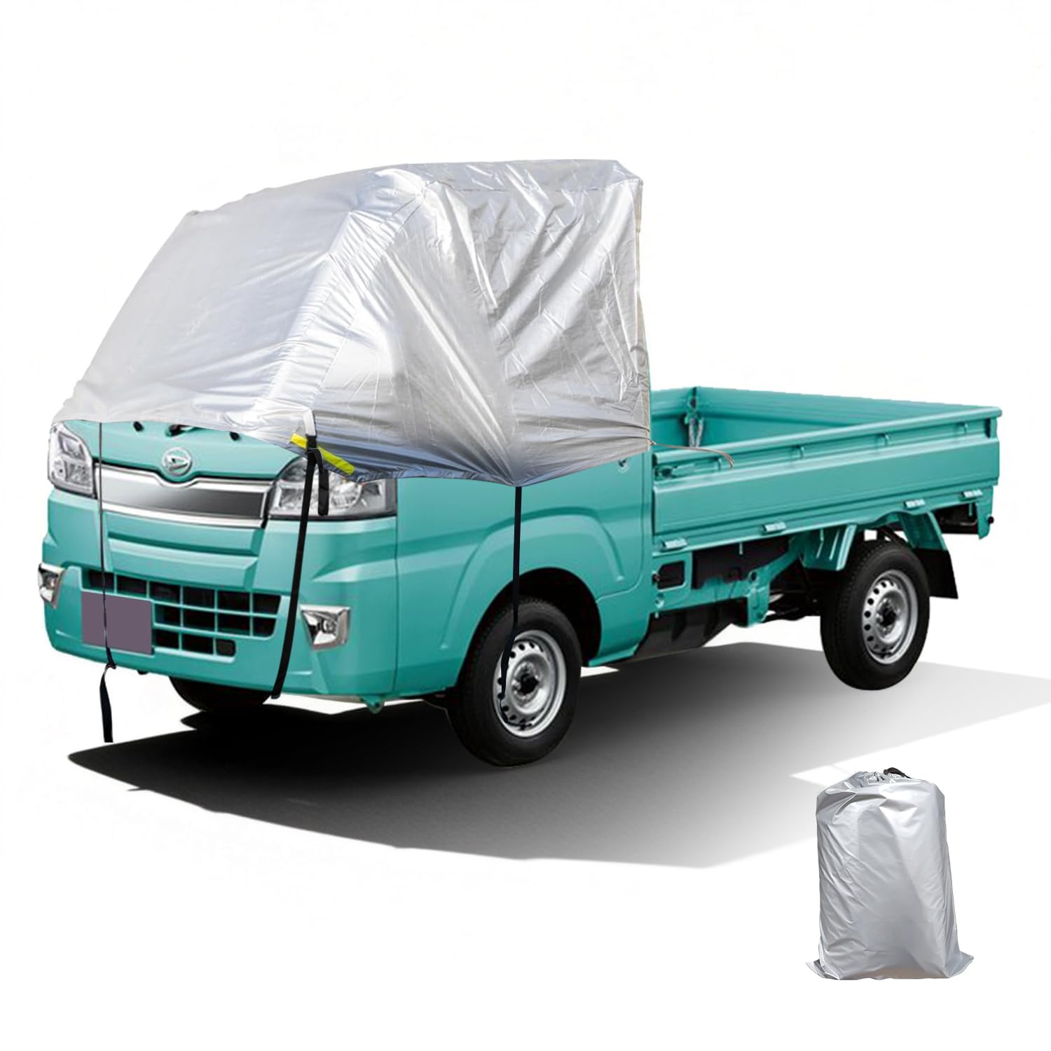 【在庫処分】軽トラック用カバー 車 カバー 裏起毛車ボディカバー 軽トラ カバー 車体カバー (シルバー ハーフボディカバー)