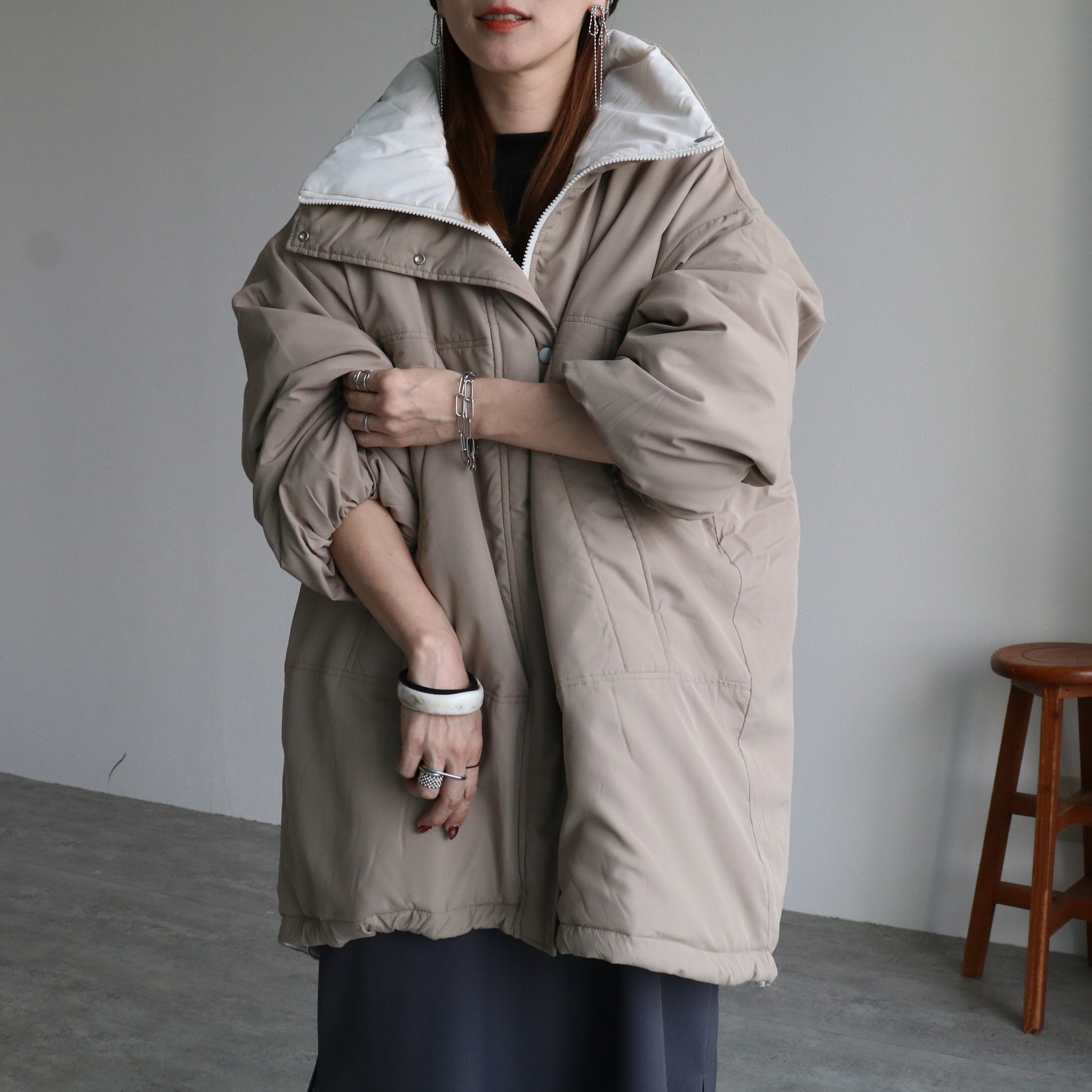 リバーシブルフード付きコート AOYAMA 【洋服の青山】リバーシブル フード付き ダウンジャケット