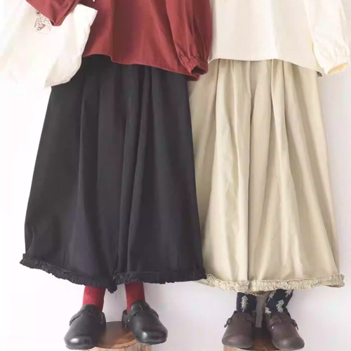 3色／裾シャーリングワイドパンツ ・10367