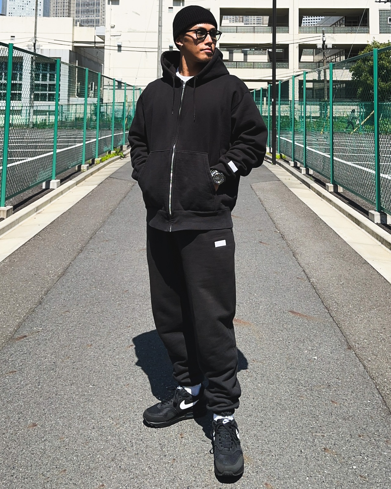 BOX-TYPE2 ONE POINT HEAVY WEIGHT SWEAT PANTS - BLACK