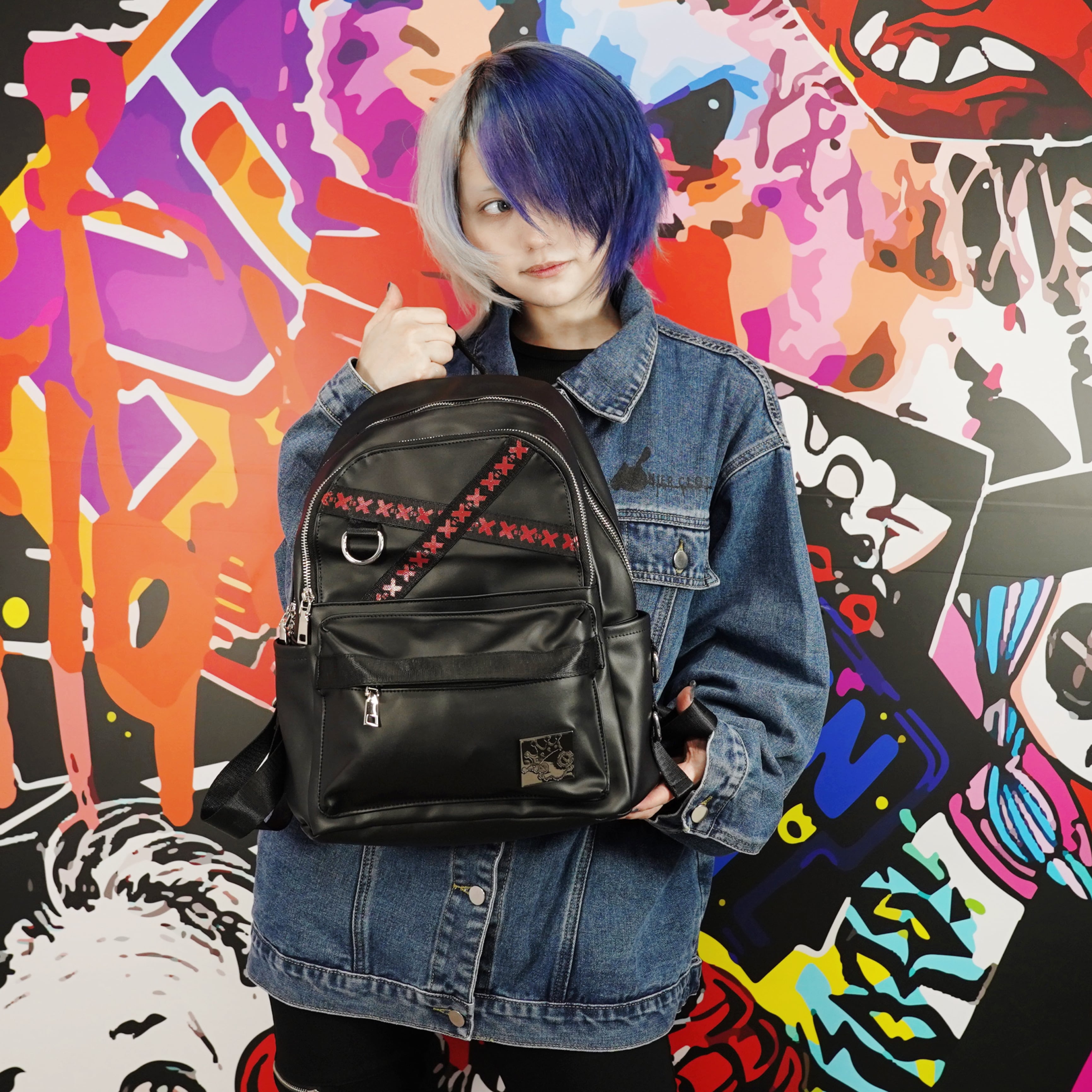 CROSS LINE PU LEATHER BACKPACK | NIER CLOTHING