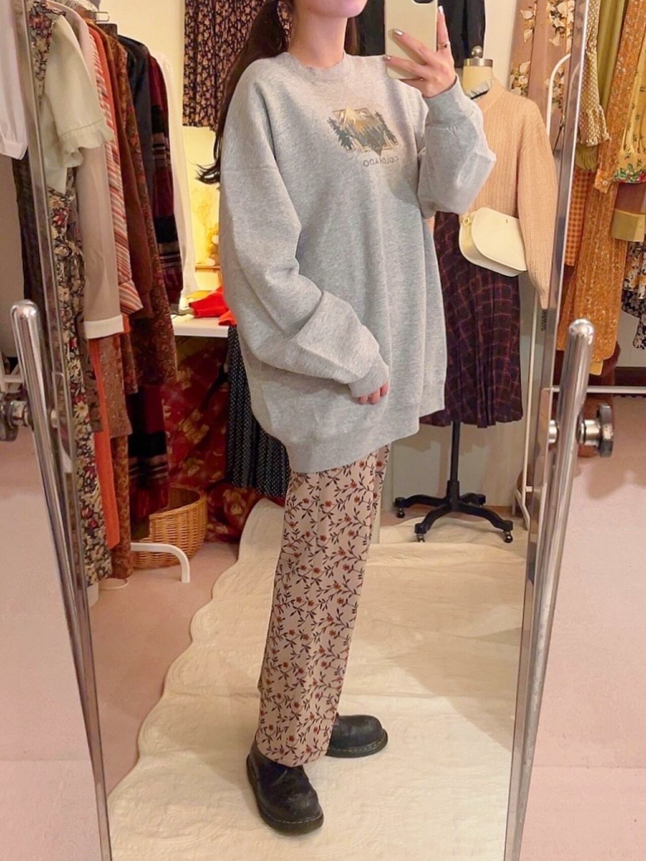 dark orange flower jacquard pants