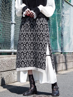 YUKI SHIMANE　jacquard knit skirt　Black【YS22AW-19SK-BK】