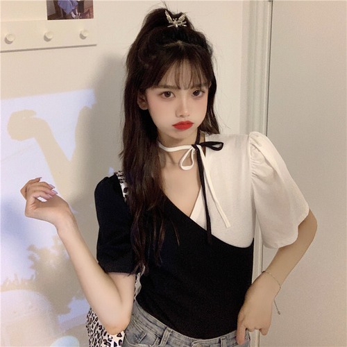 ✞ Tシャツ シャツブラウスVネックホルターレースカラースリム ✞ゴスロリ SM ミリ 甘ロリ クラロリ 和ロリ エレガント 黒ロリ 姫ロリ 華ロリ BB-BB1509036