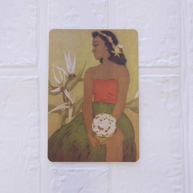 ★ハワイ直輸入★ポストカード／ハガキ／お礼状／フラガール／ハワイイラスト／オールドハワイ＜26 ロコガール＞