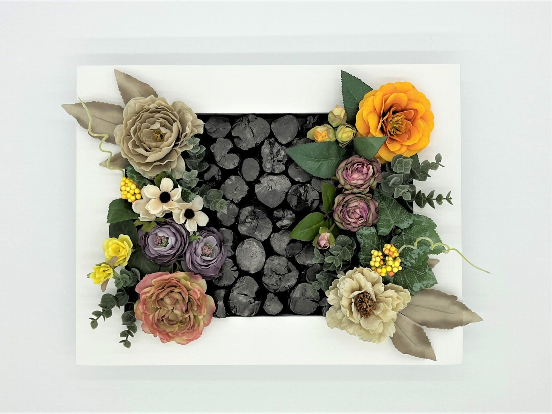 紀州備長炭 インテリア フレーム No 5 花付額 40cm 31 5cm長方形 置物 オブジェ 消臭 調湿 サウススカイ 南ノ空