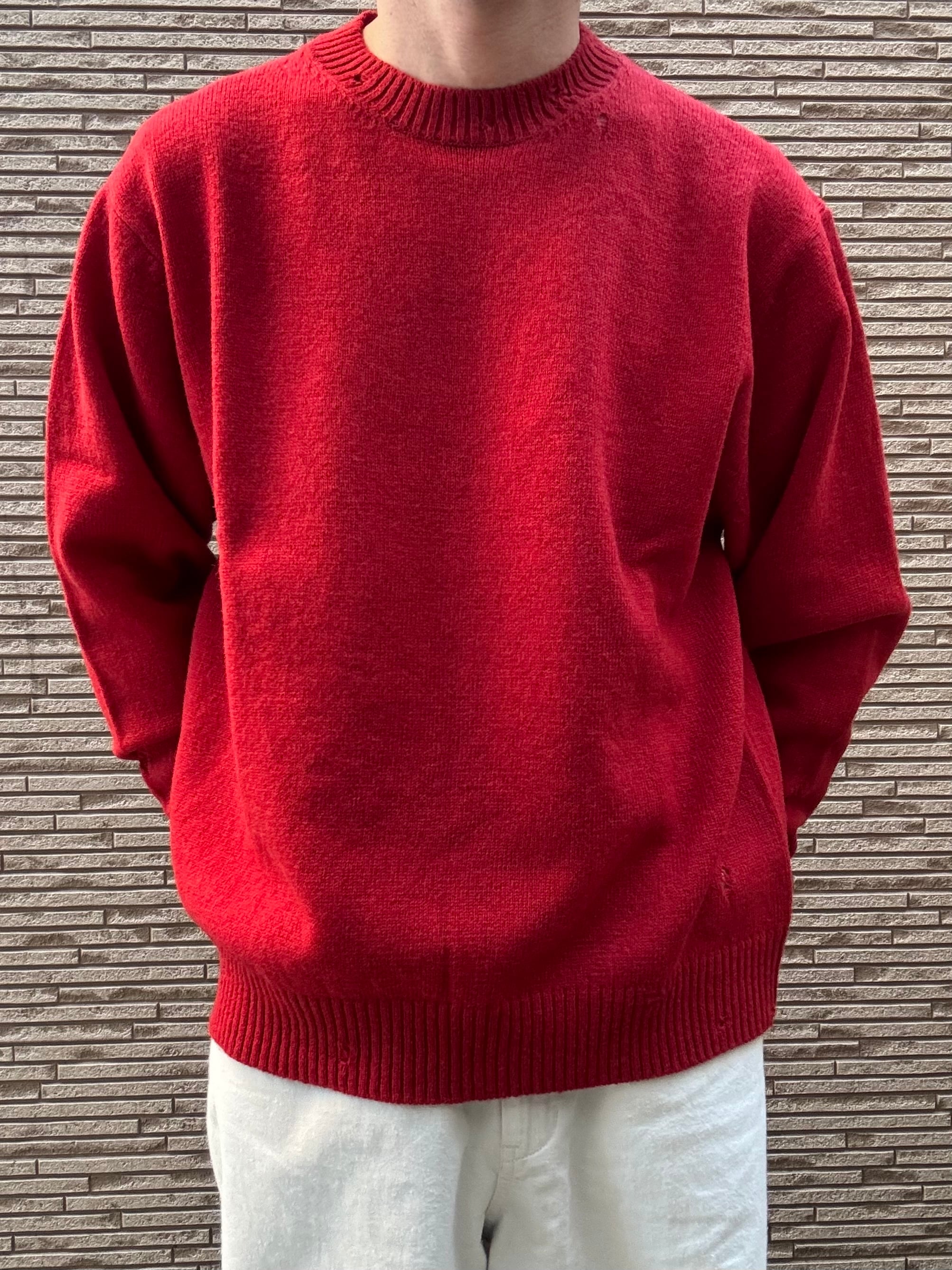 STILL BY HAND Punched shetland sweater KN01253 (vermilion red