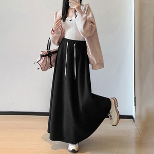 スウェット ロング スカート レディース 秋冬 韓国 きれいめ 大人 カジュアル ウエストゴム シンプル ゆったり リラックス Aライン 無地 マキシスカート フレアスカート 大人可愛い 大人女子