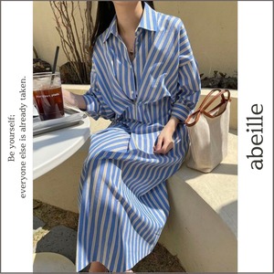 stripe shirt one-piece 14424