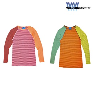 WILDERNESS WEAR ウィルダーネスウェア POLYPRO +190 L/S CREW STRIPE CRAZY レディース ロングスリーブTシャツ 長袖 ボーダー クレイジーパターン アウトドア