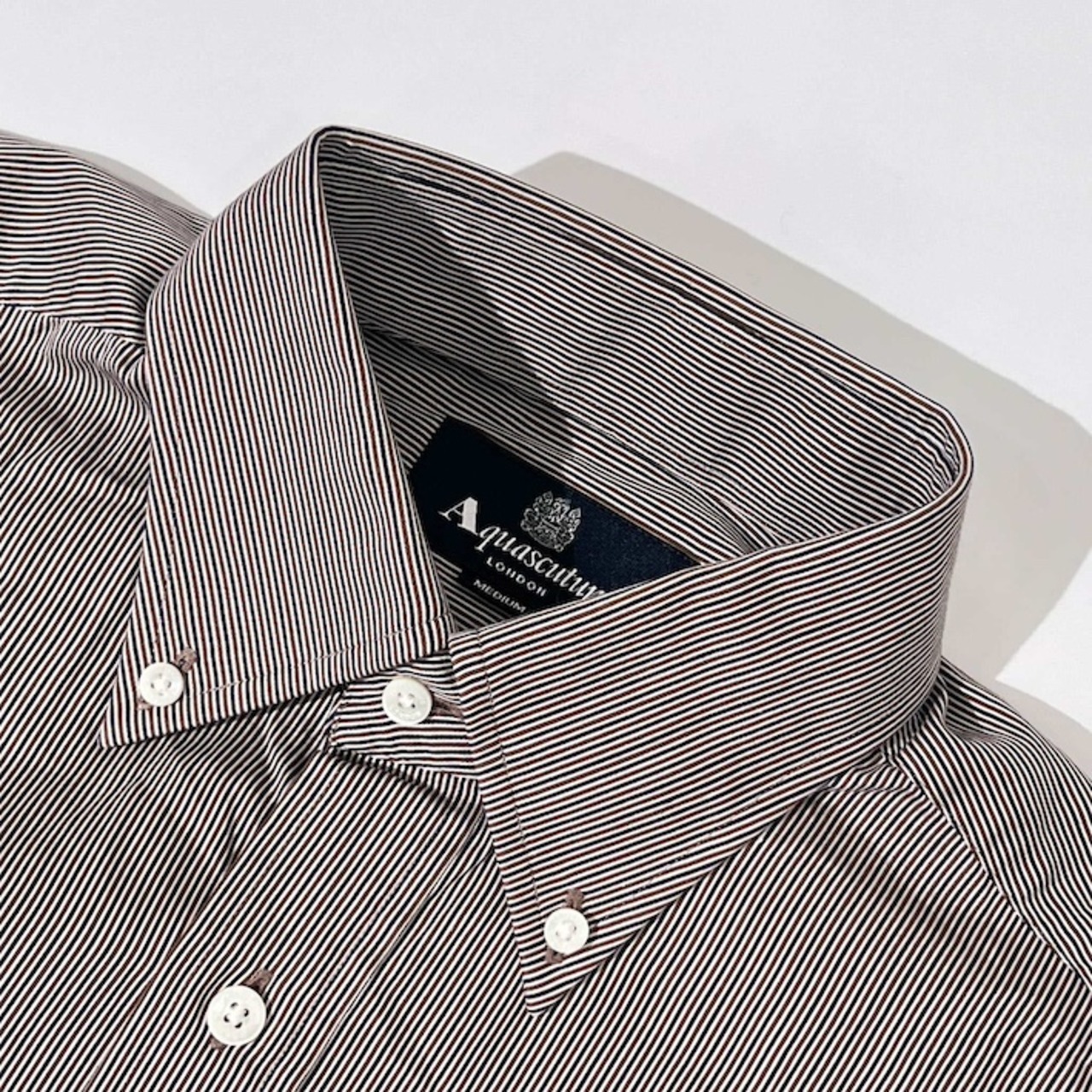 90s Aquascutum アクアスキュータム ストライプ BD ボタンダウン 長袖シャツ M/メンズ ビンテージ