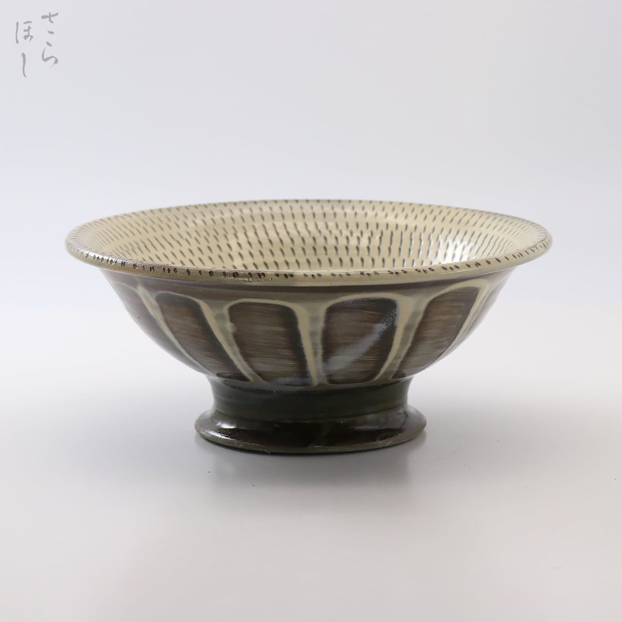 一点もの】小鹿田焼 小袋窯 7寸菓子鉢 変形型 緑 幅約22cm 花器 陶器
