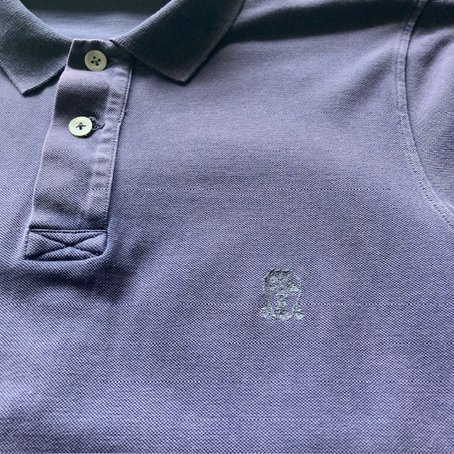 Brunello Cucinelli ブルネロクチネリ 鹿の子ポロシャツ 長袖 イタリア製 パープル 古着 M 画像5