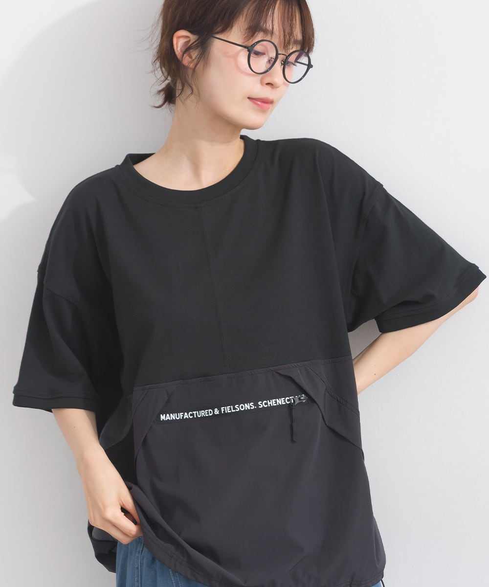 J261109 ナイロン切替ドロストプルオーバー / Nylon Panel Drawstring