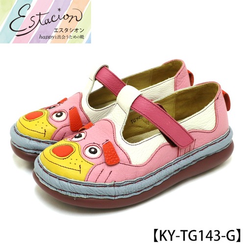 KY-TG143-G【ﾚﾃﾞｨｰｽ】Estacion～エスタシオン～・ワンちゃんモチーフ本革スリッポンシューズ