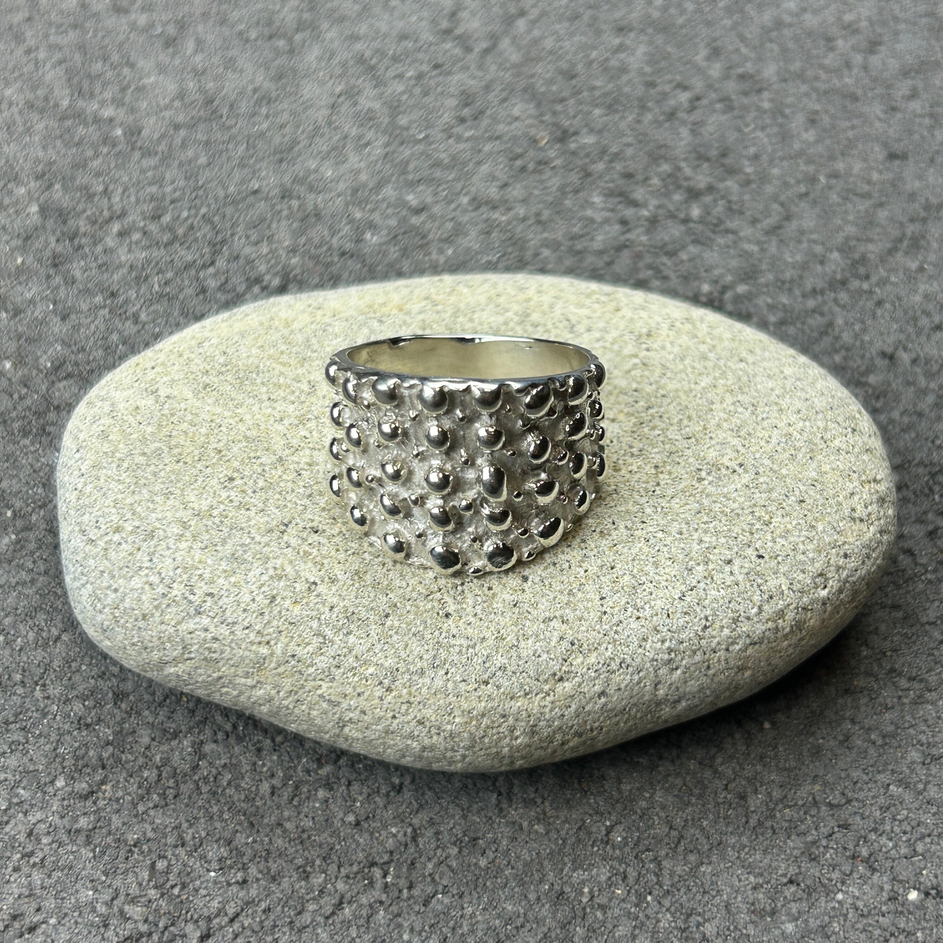 メキシコ タスコ製 シルバー925 ドットデザインリング/軽研磨仕上げ/19号