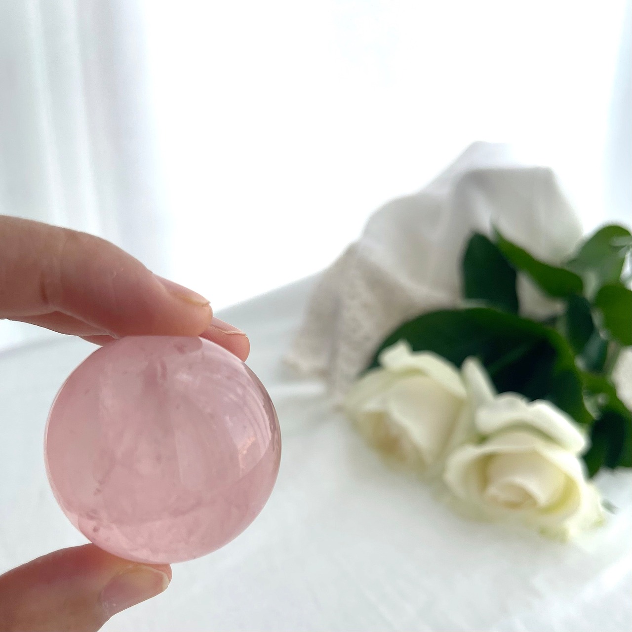 スターローズクォーツ*スフィア*250804-02*天然石*置き物*インテリアストーン