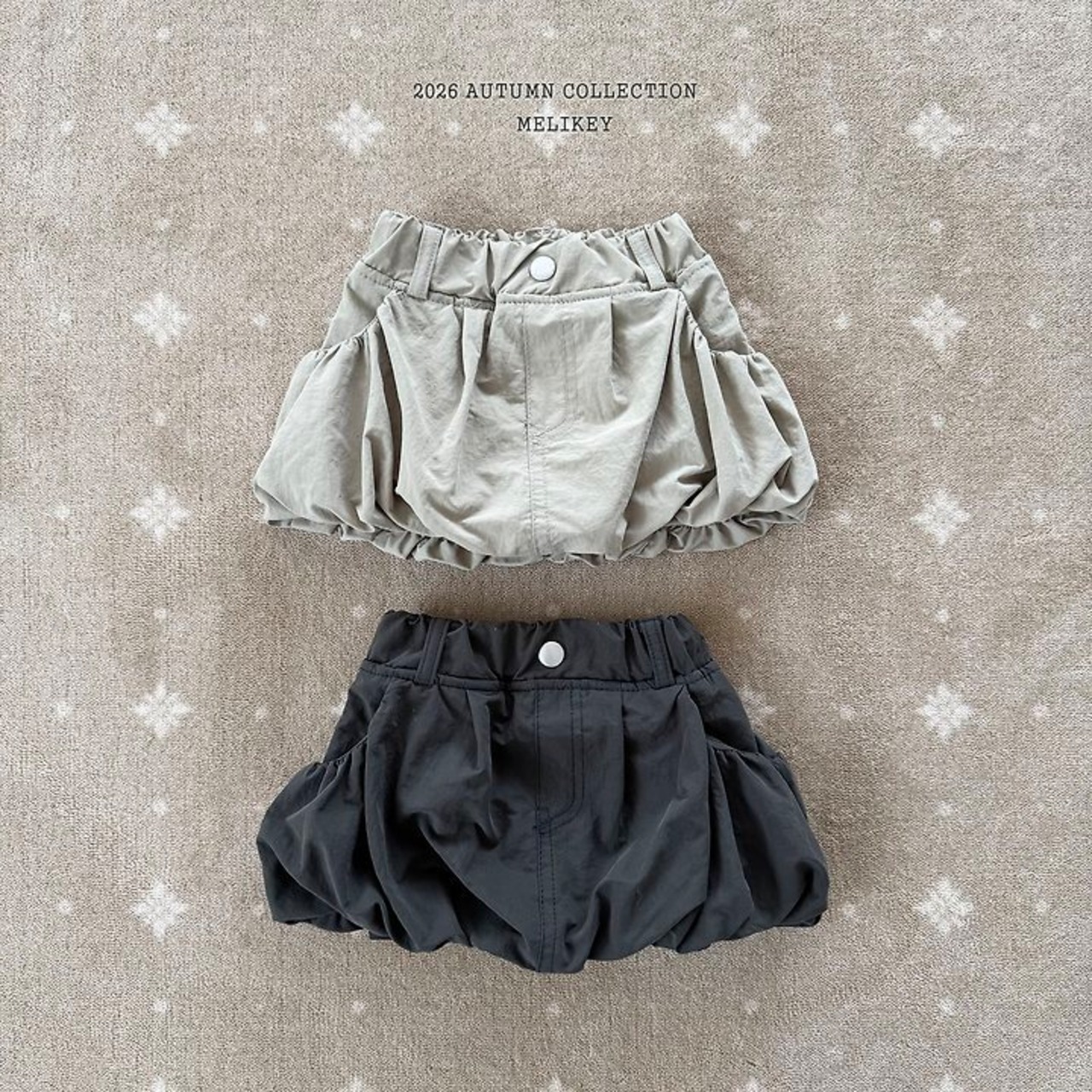 韓国子供服 / 26Autumn / 〖取寄〗Melikey / シャーリングパンプキンースカート / 女子服 *XS~JM*
