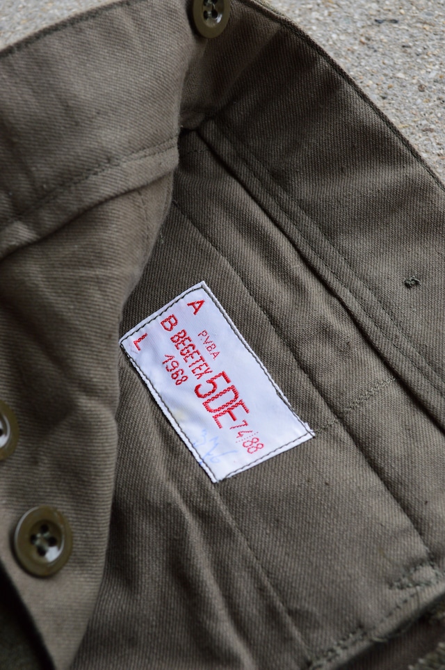 Bergian Army ABL 1968's PVBA BEGETEX社 HeavWool Gabardine Slacks Dead Stock Wool Trouser ベルギー軍 ウールスラックス ダークオリーブ