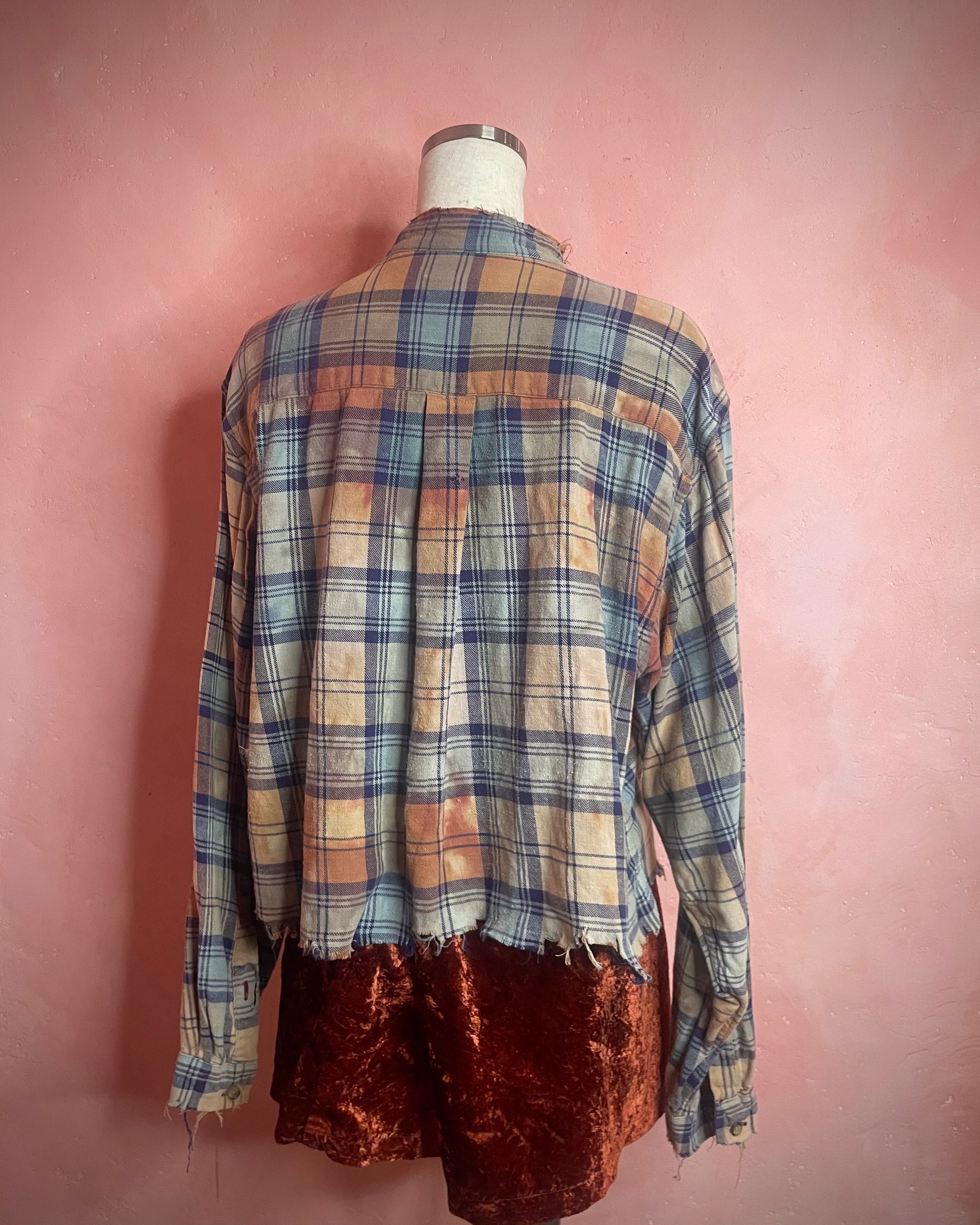 used custom bleach flannel shirt