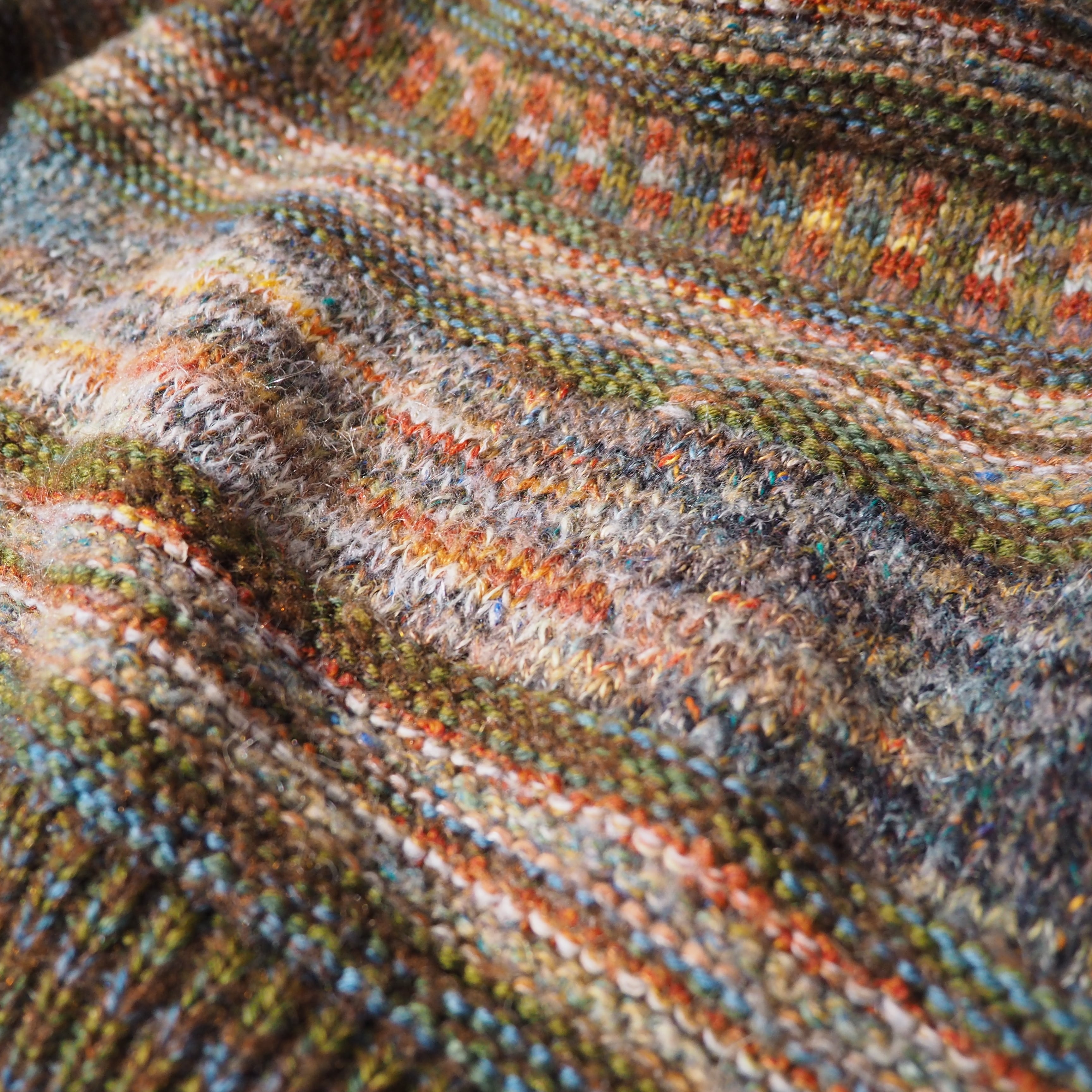 1980s " Made in Italy " Colorful mosaic × Border pattern vintage loose knit