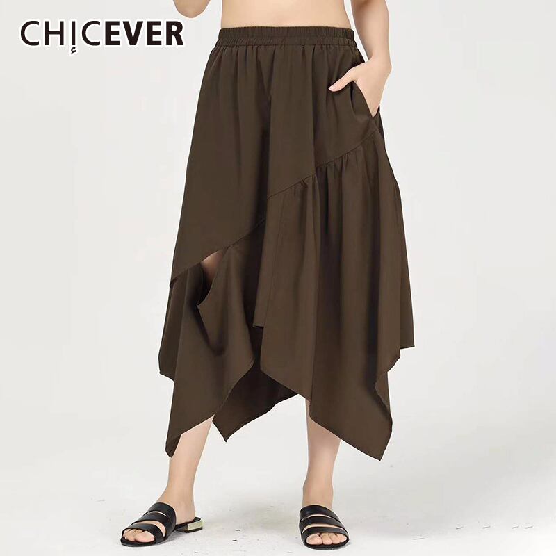 CHICEVERホール不規則な女性のスカートウエスト特大のルーズスカート2020夏服 サマー 夏物 6base54257751918