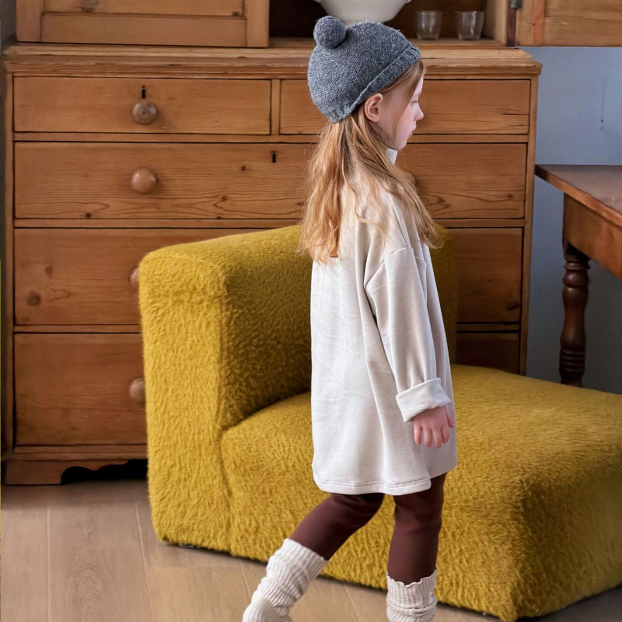 冬布パッチデザインロングＴシャツ