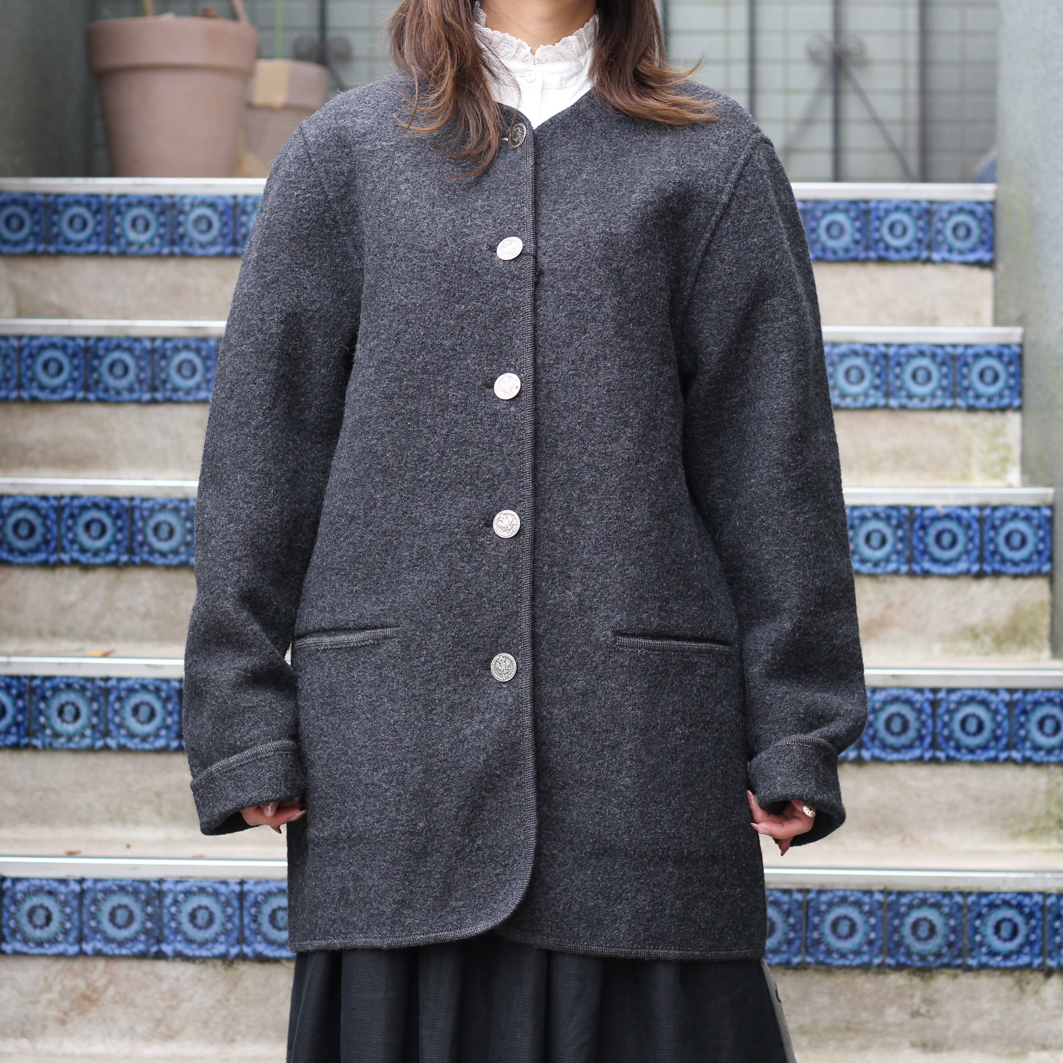 EU VINTAGE BURGFRIED COIN BUTTON WOOL TYROLEAN JACKET/ヨーロッパ