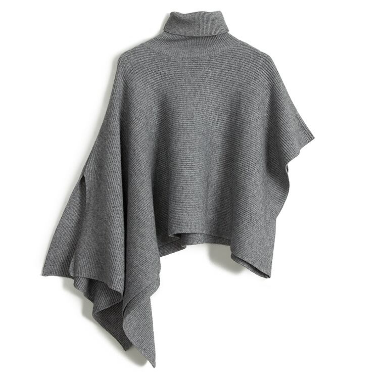 Asymmetric turtleneck shawl knit TB-TO-0080