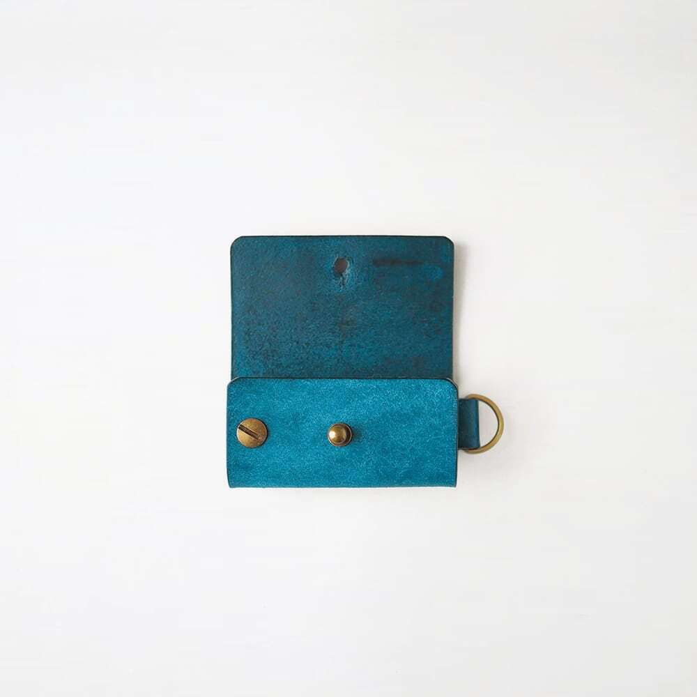 ターコイズ レザー キーケース ターコイズブルーのレザーキーケース 革小物 レザーキーケース 空色