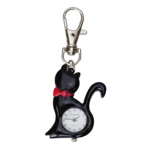 【人気】prendre 時計 懐中時計 キーホルダー ナスカン シンプル リュック バッグ ポケット ランドセル ナースウォッチ 猫 ネコ PR-CATWATCH(ブラック)
