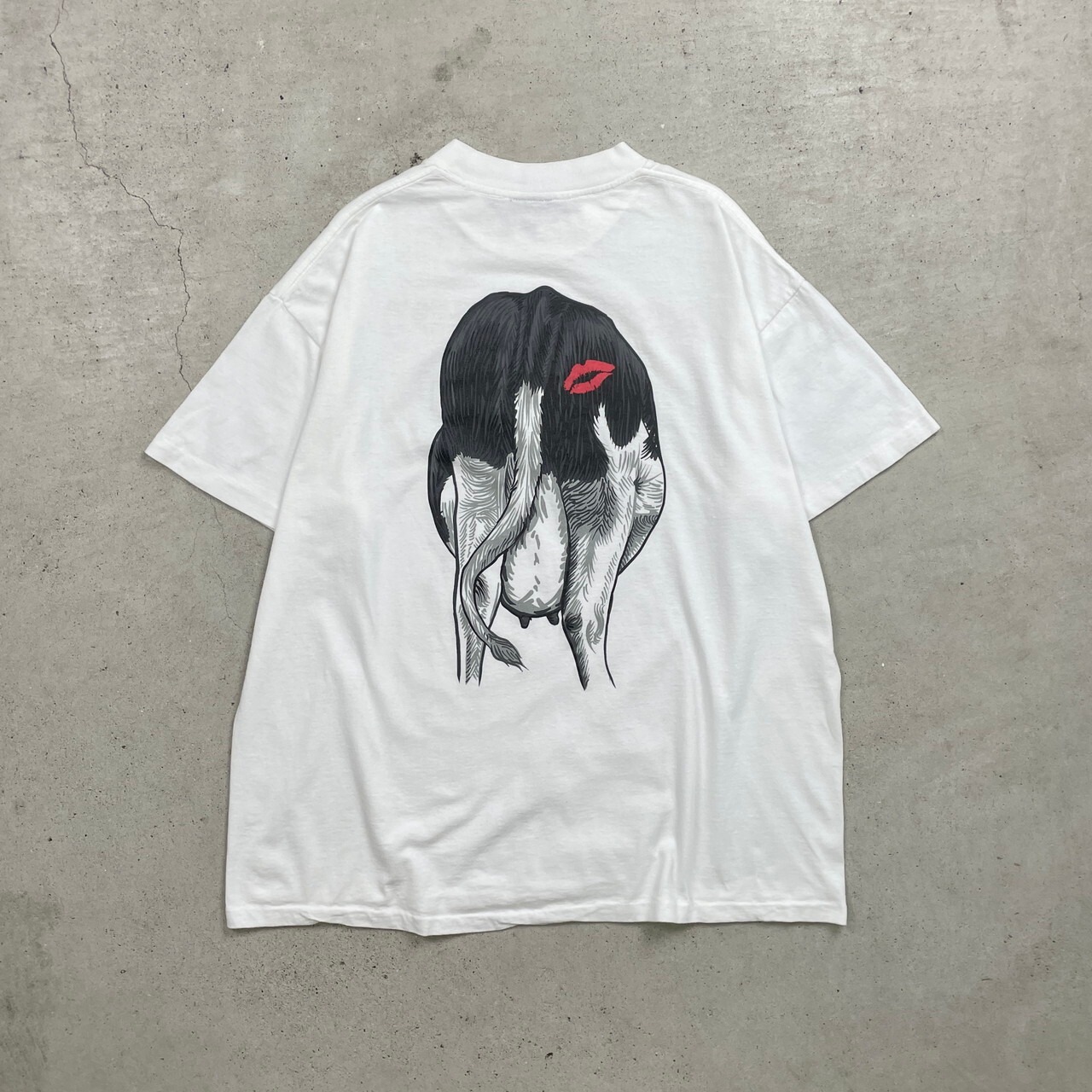 90年代 KISS MY TEE SHIRT 牛 アニマルプリントTシャツ ジョーク 