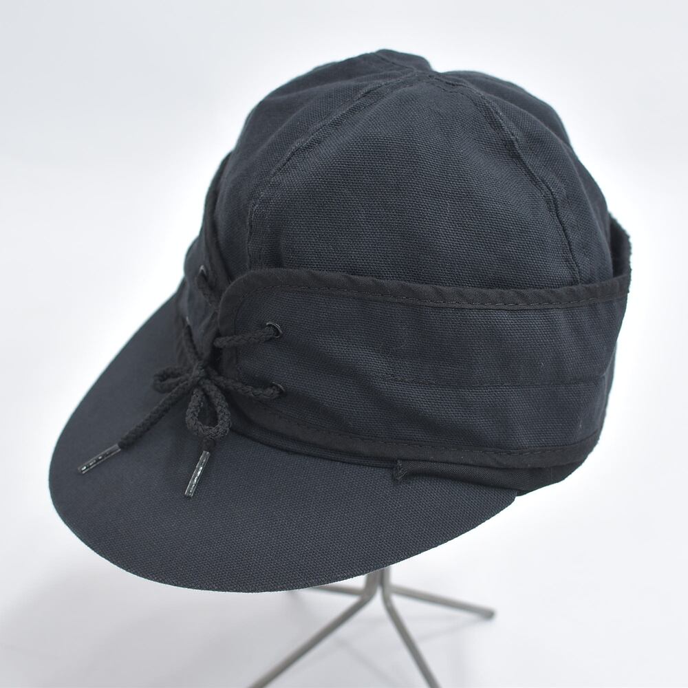 USA製 BEAVER BRAND HATS ビーバーブランドハッツ ワークキャップ フラップ付き キャンバス 帽子 ロガーキャップ ブラック USED ヴィンテージ ビンテージ 古着 メンズ レディース XL 7-5/8 61