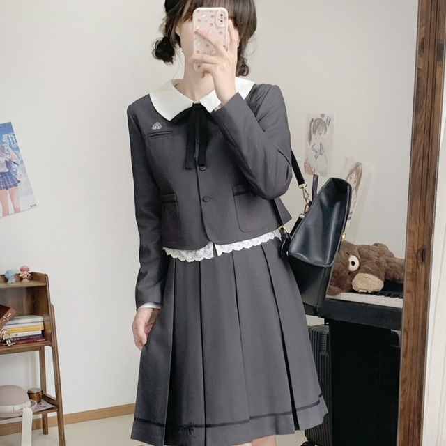 卒業式・入学式に｜清楚で上品な制服風クラロリ3点セット｜式典にも使えるクラシカルコーデ